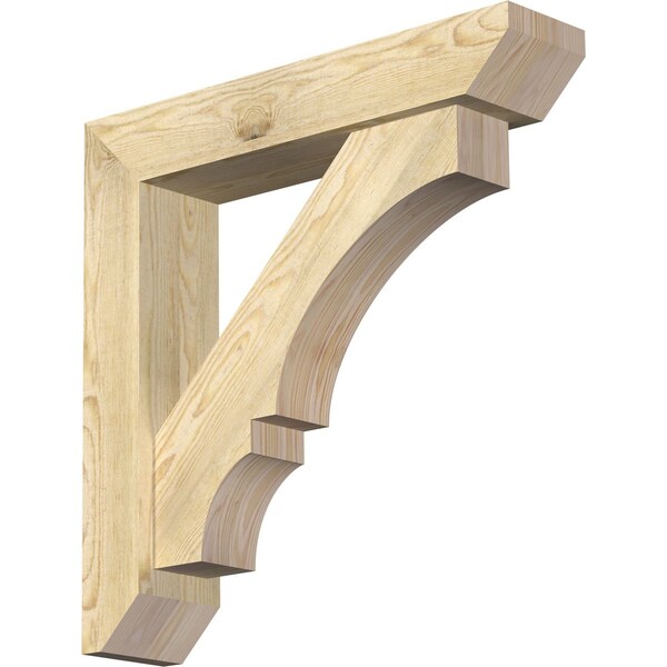 Ekena Millwork Balboa Slat Rough Sawn Bracket w/ Offset Brace, Douglas Fir, 6"W x 28"D x 28"H BKT0604X28X28BOA06RDF - main